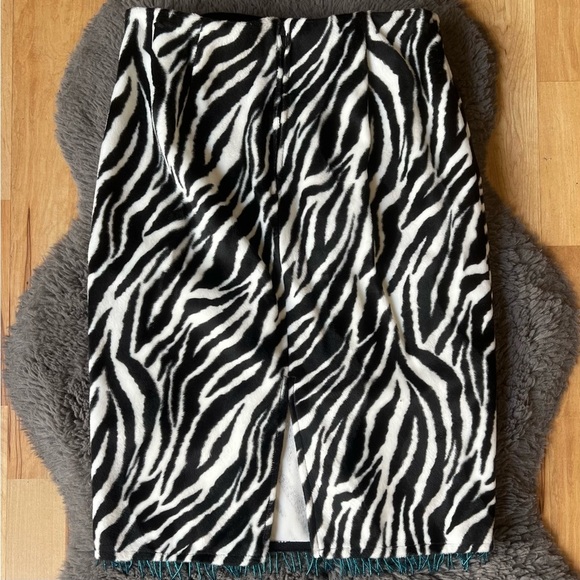 Vintage Rare Y2K Eye Candy Fuzzy Beaded Rave Girlhoodcore Zebra Pencil Skirt - Picture 6 of 9
